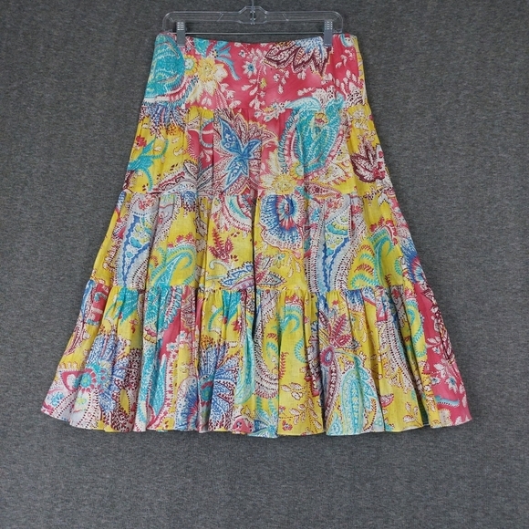 Lauren Ralph Lauren Dresses & Skirts - LAUREN RALPH LAUREN WOMENS MULTICOLOR PAISLEY 100% LINEN PULLON SKIRT SIZE S